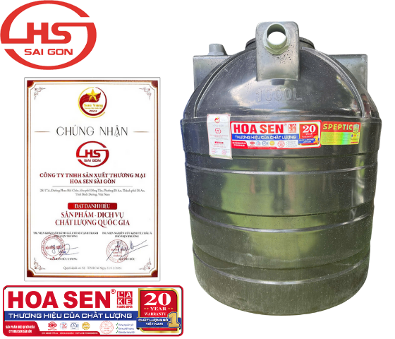 Bồn Nhựa Tự Hoại Hoa Sen 1000L Đứng