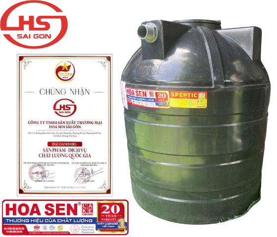 Bồn Nhựa Tự Hoại Hoa Sen 1000L Đứng