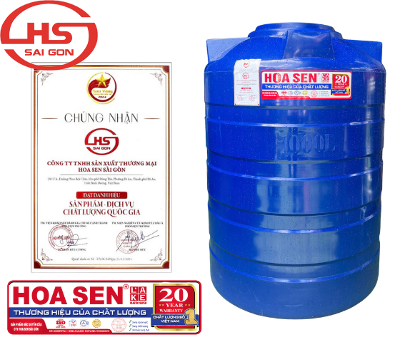Bồn Nhựa Hoa Sen Cao Cấp 1000L Đứng