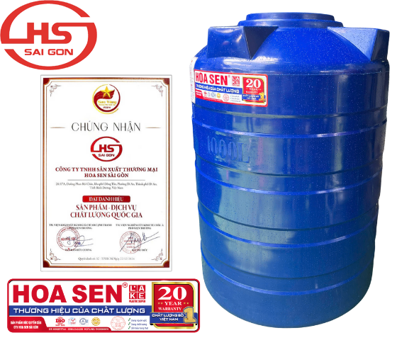 Bồn Nhựa Hoa Sen Cao Cấp 1000L Đứng